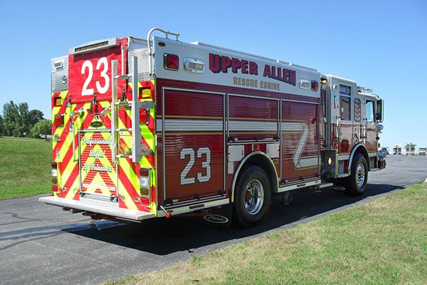 Pierce Arrow XT fire engine - new pumper sales in PA - passenger rear