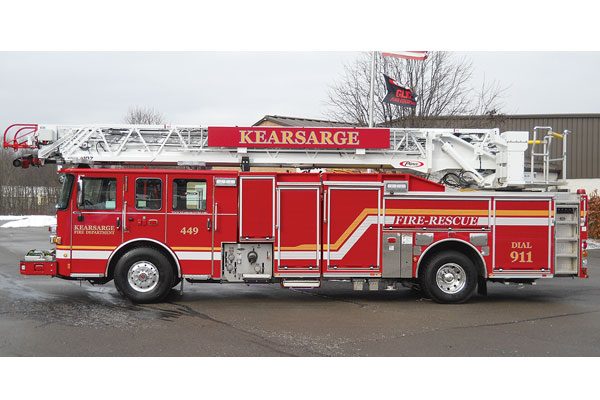KEARSARGE FIRE DEPARTMENT 2017 Pierce 107’ Ascendant Enforcer Quint with a Texas chute out